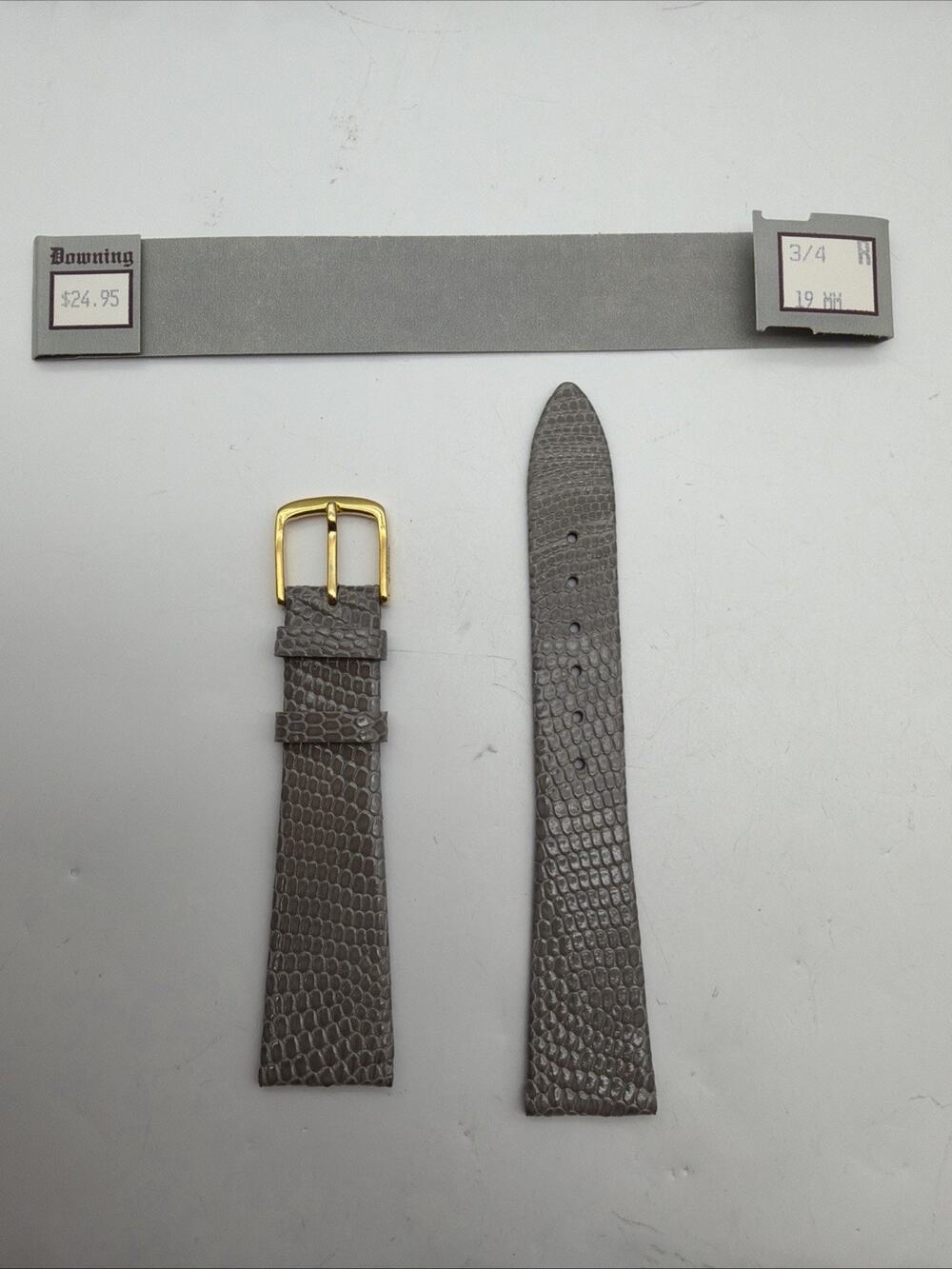 19mm 3/4” Genuine Lizard Grey Downing Watch Band Strap NEW Gray Vintage